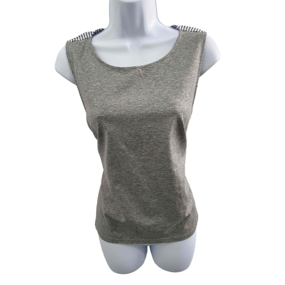 J.Crew Style Grey & Striped in back Sleeveless Round Neck Top Large - Picture 1 of 6